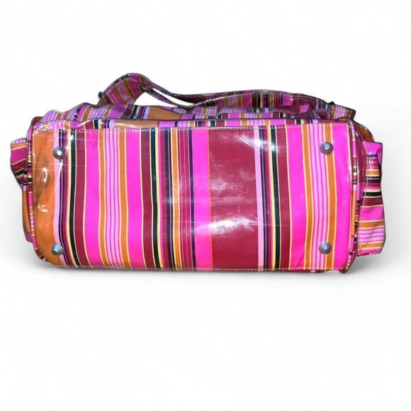 KD Y2K 2000 Pink and Orange Striped Vinyl Shoulder Bag - Picture 3 of 7